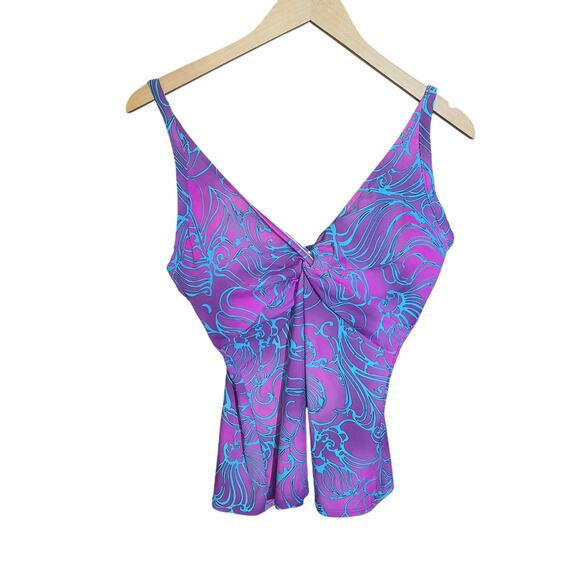Sunsets Womens Tankini Top and Bikini Bottom Swim Set Twist Front Size 34D - Picture 1 of 9